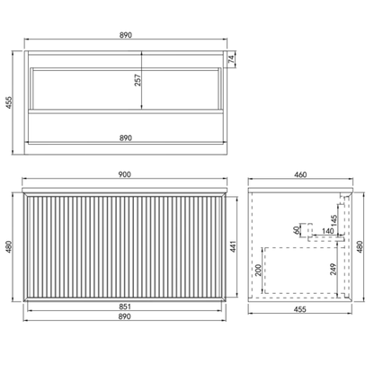 Driftwood Wall-Mounted Vanity 590-1490mm