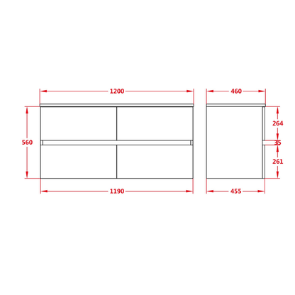 PVC Wall-Mounted Vanity Cabinet 1200/1500mm