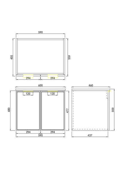 CETO Miami Wall Hung PVC Vanity with U shape soft closing drawers 600/750/900/1200SD/1500SD