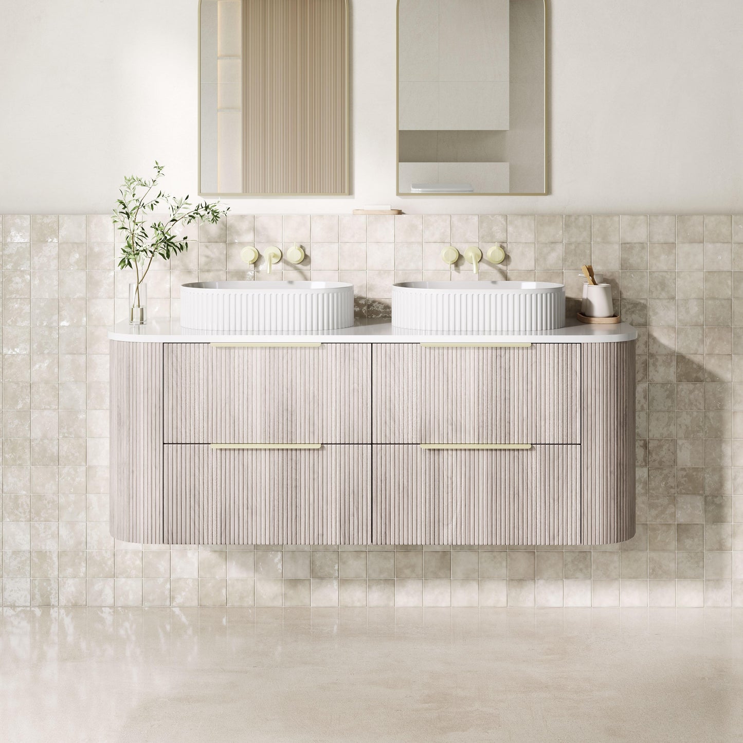 CETO Artis Wall-Hung PVC Curved Cabinet with Soft-Close Drawers 600/750/900/1200/1500