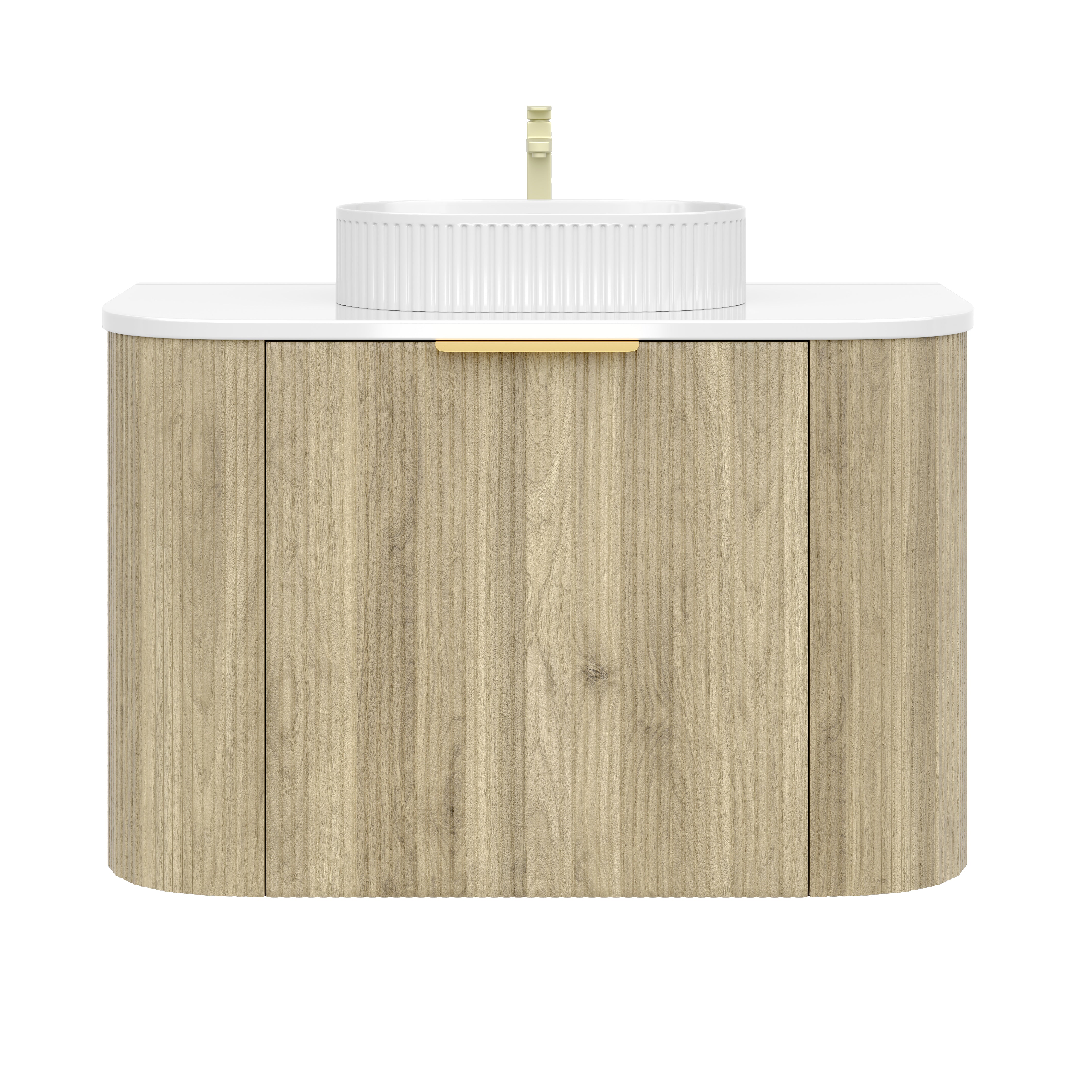 CETO Artis Wall-Hung PVC Fluted Curved Cabinet with Inner Drawers 600-900mm ART600W/ ART750W/ ART900W-S-CO/PO