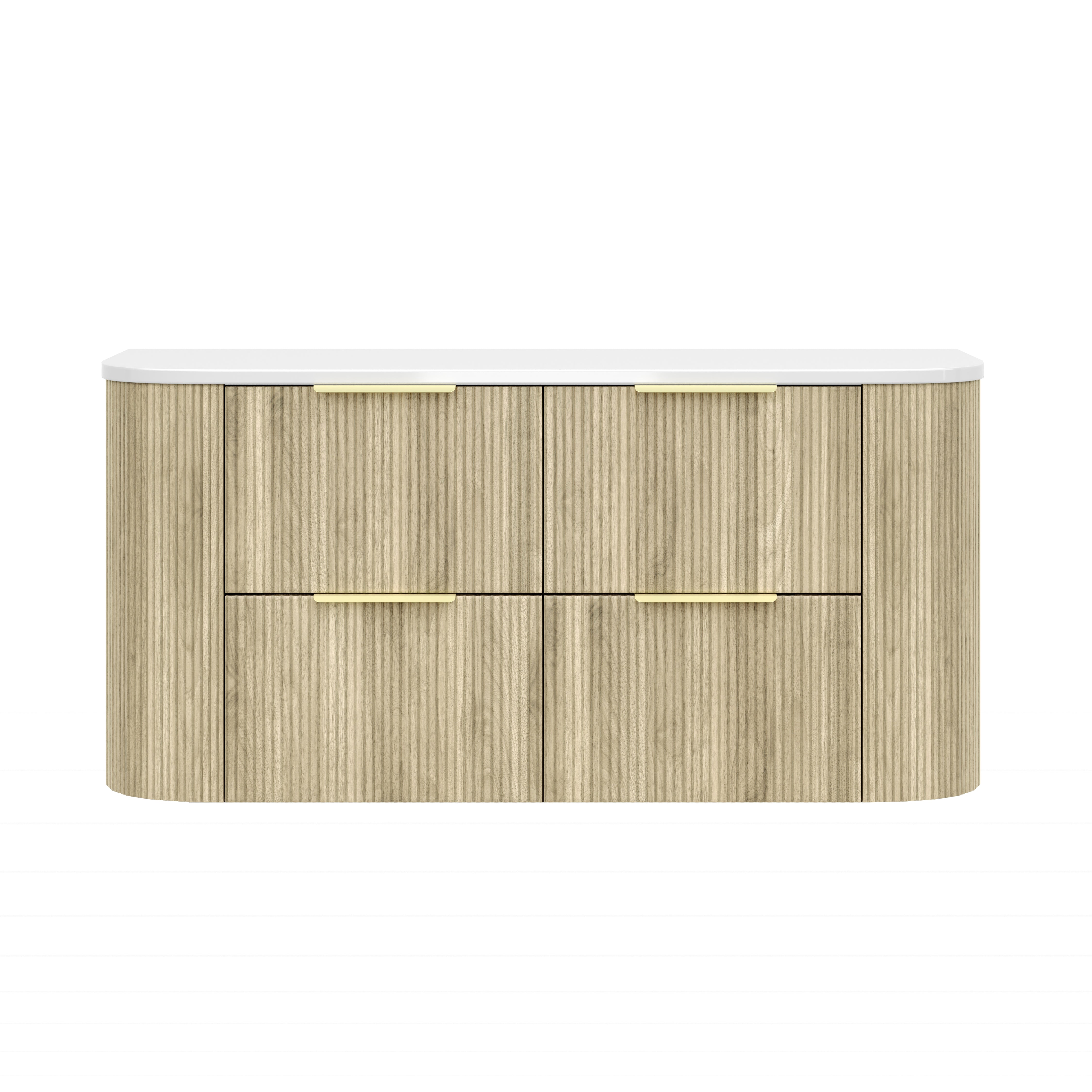 CETO Artis Wall-Hung PVC fluted Curved Cabinet with Soft-Close Drawers 1200-1500mm ART1200W /ART1220W /ART1500W /ART1550W-D-CO/PO/WAL