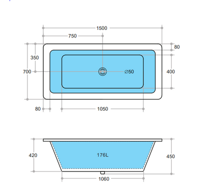 Dunton drop-in Bath 1500/1700mm