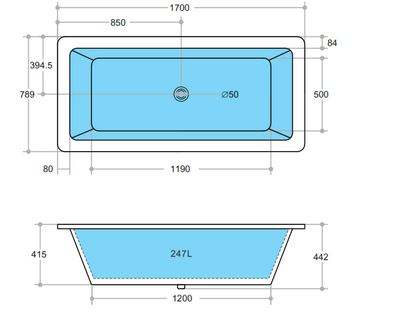 Dunton drop-in Bath 1500/1700mm