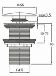 Push-Button Sink Stopper Mushroom Top 32mm