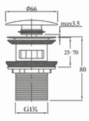Push-Button Sink Stopper Mushroom Top 32mm