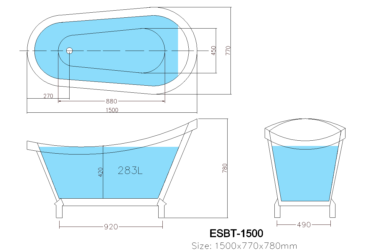 Espira Freestanding Bath 1680*770*780mm
