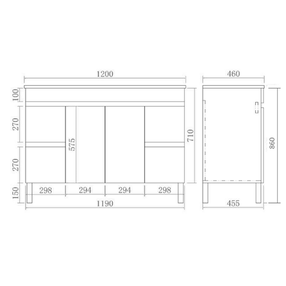 Wren Leg Vanity Cabinet (PVC Material) 600/750/900/1200/1500mm