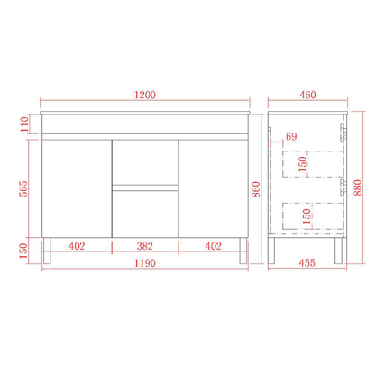 Modern Wall-Mounted Bath Vanity 1200/1500/1800mm