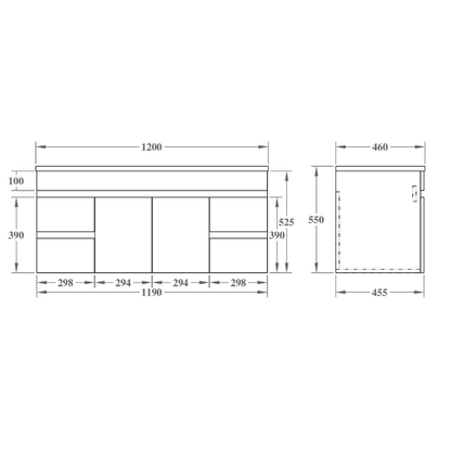 Modern Wall-Mounted Bath Vanity 1200/1500/1800mm