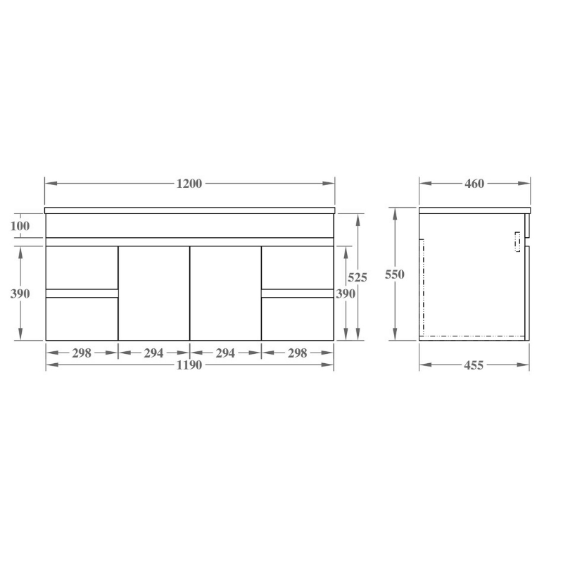 Modern Wall-Mounted Bath Vanity 1200/1500/1800mm