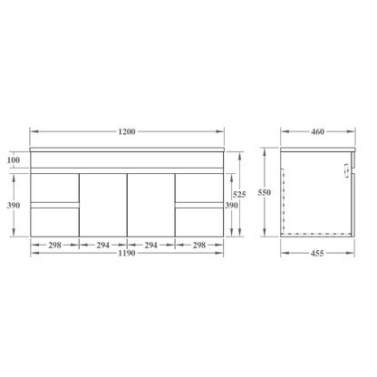 Modern Wall-Mounted Bath Vanity 1200/1500/1800mm