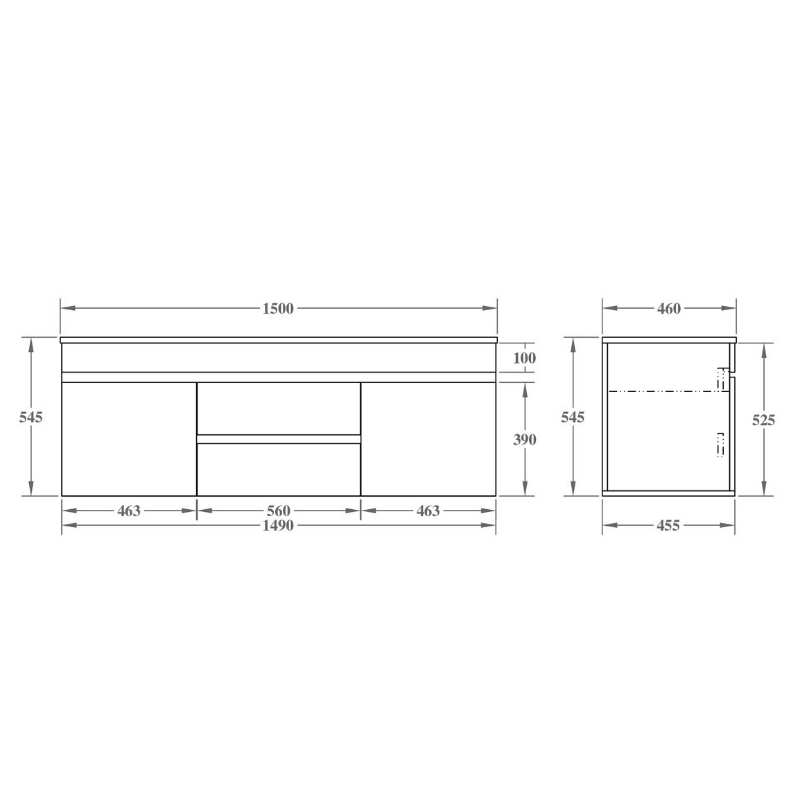 Modern Wall-Mounted Bath Vanity 1200/1500/1800mm