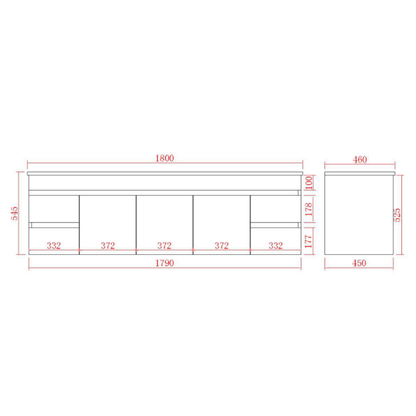 Modern Wall-Mounted Bath Vanity 1200/1500/1800mm
