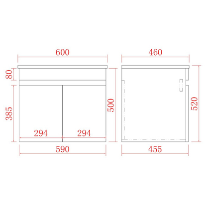 Wren Modern Wall-Mounted Bath Vanity 600/750/900mm