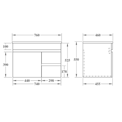 Wren Modern Wall-Mounted Bath Vanity 600/750/900mm