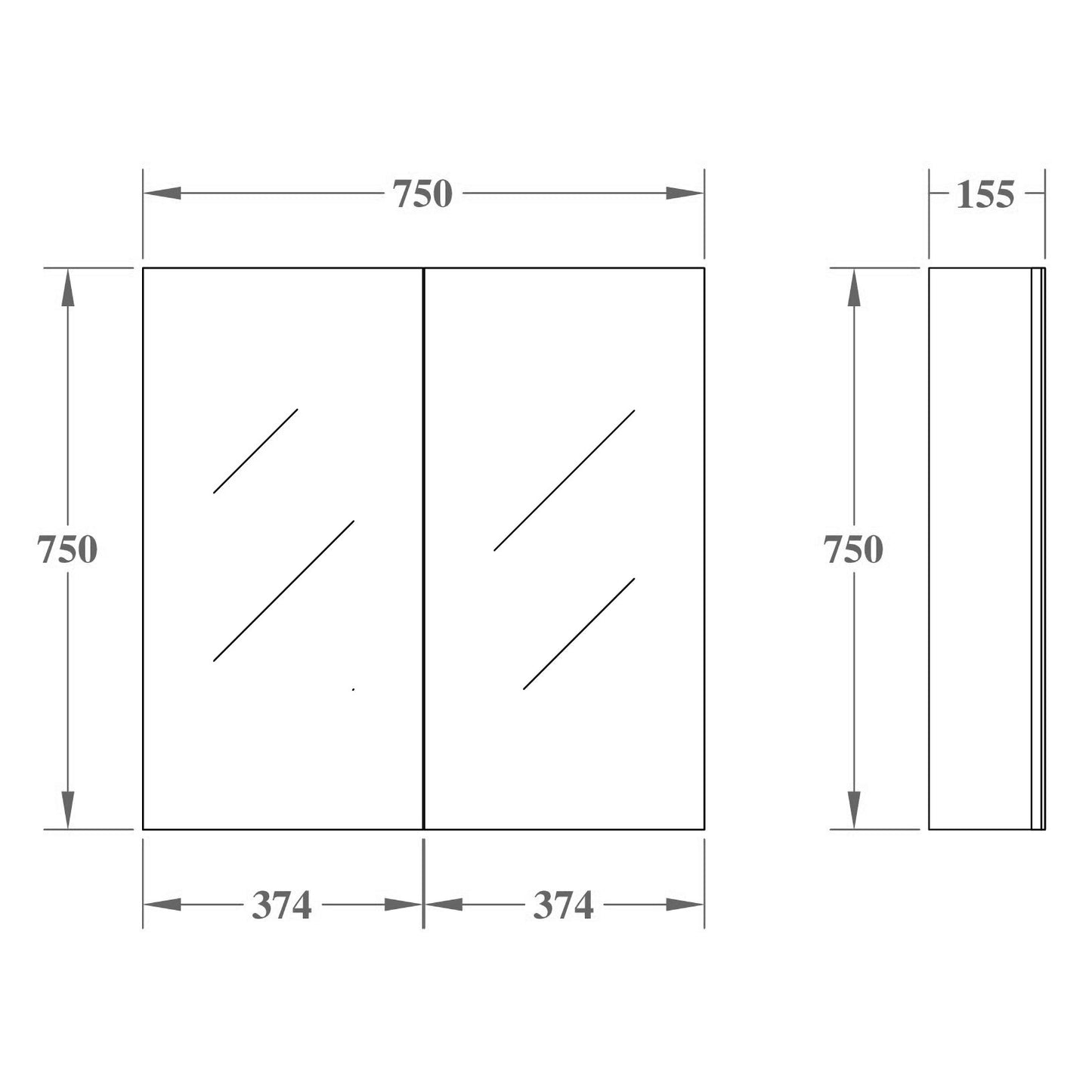 Avie Oak PVC Shaving Cabinet 600-1480mm EVSC60/75/90/120/150-OAK