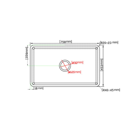 Kensington Fireclay Farmhouse Sink 758*453*254mm (LH-KS04-758GW/MB)