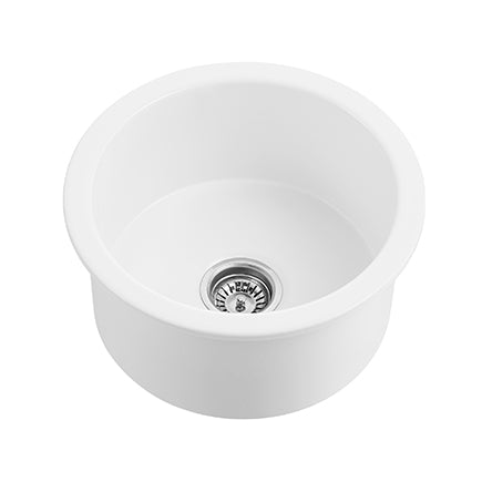 470*228mm Camden Fireclay round insert/undermound Sink FCSR470GW/MB