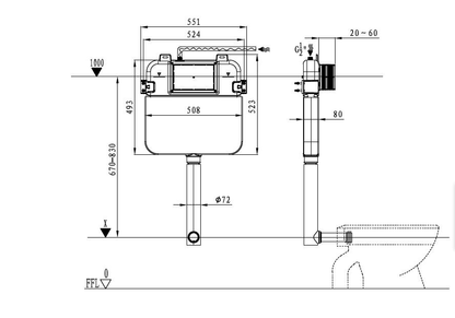 In Wall Cistern Frameless
