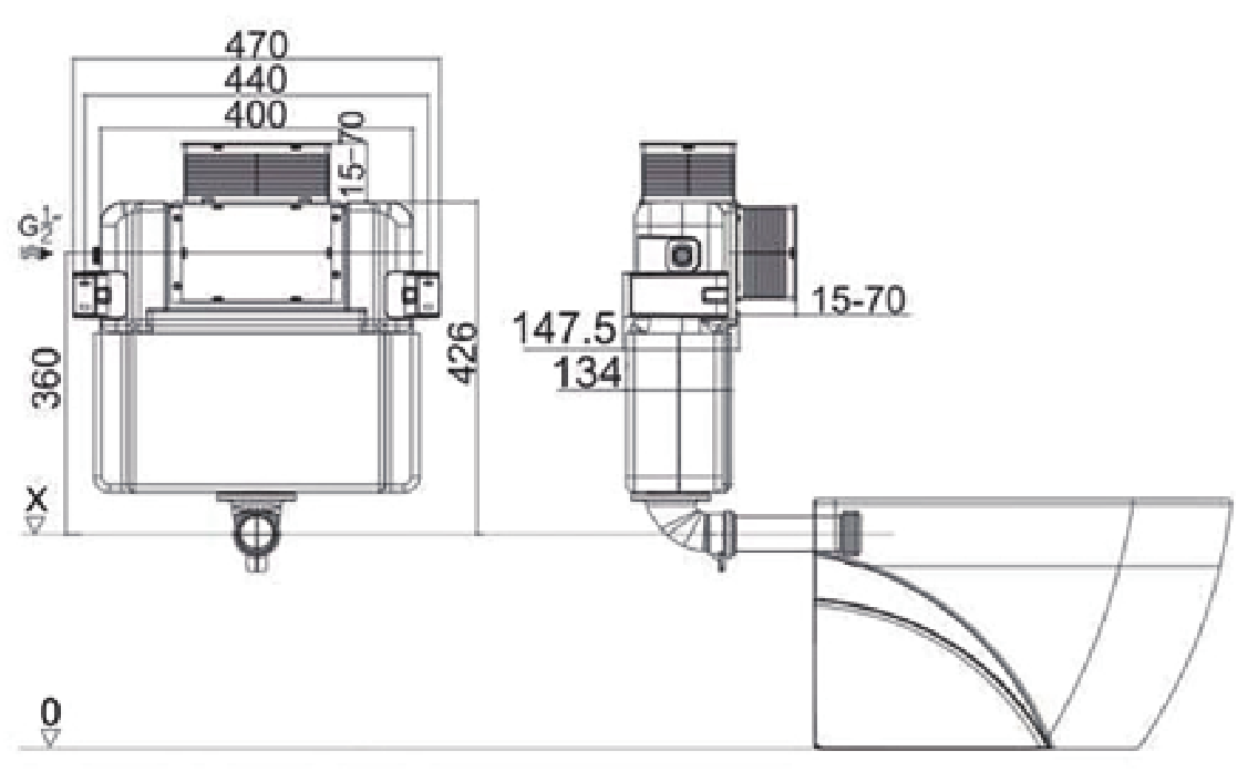 Frameless low height In-wall Cistern
