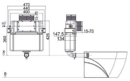 Frameless low height In-wall Cistern