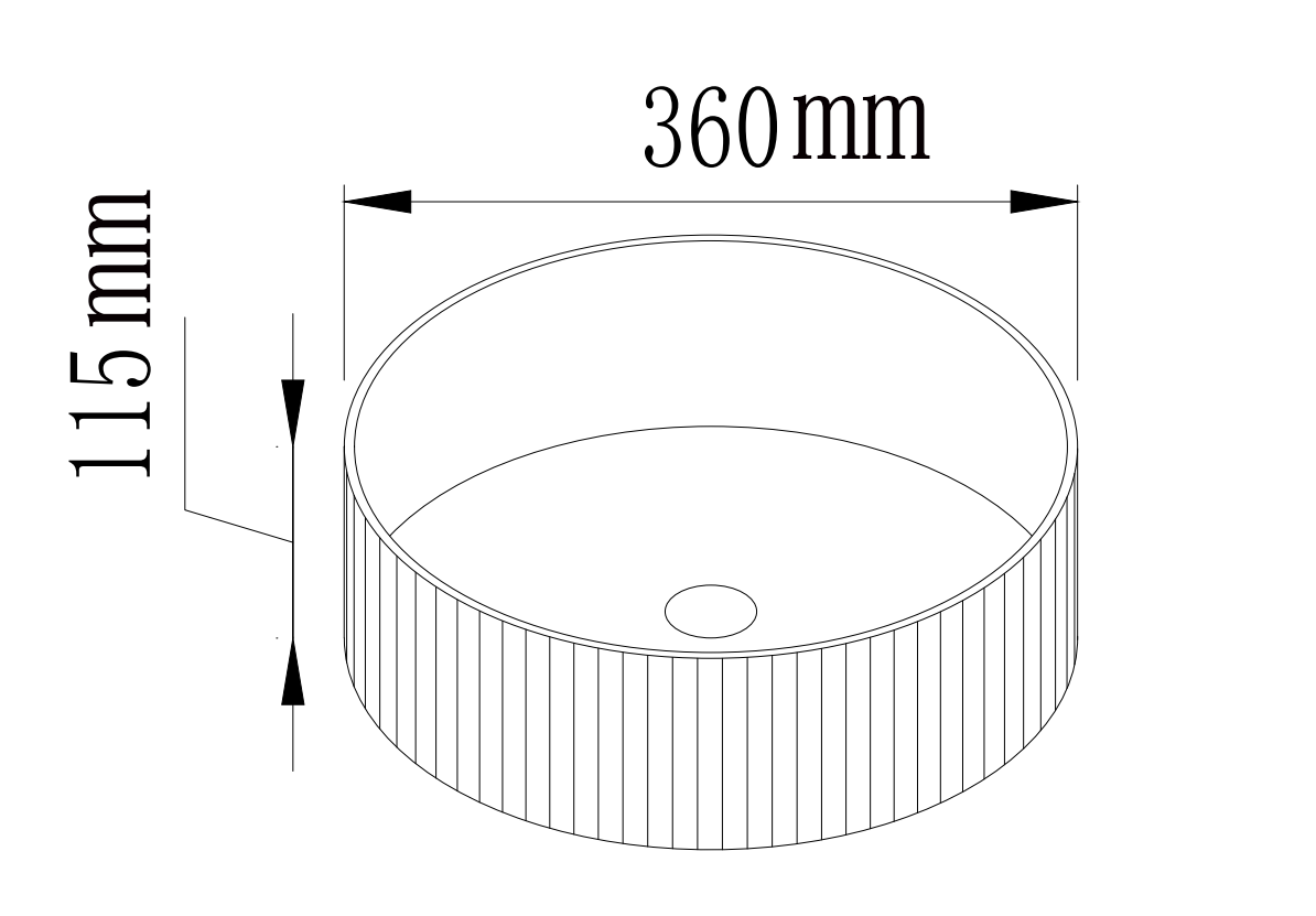 VITO Geneva Fluted Round Premium Ceramic Above-Counter Basin 360*360*120mm