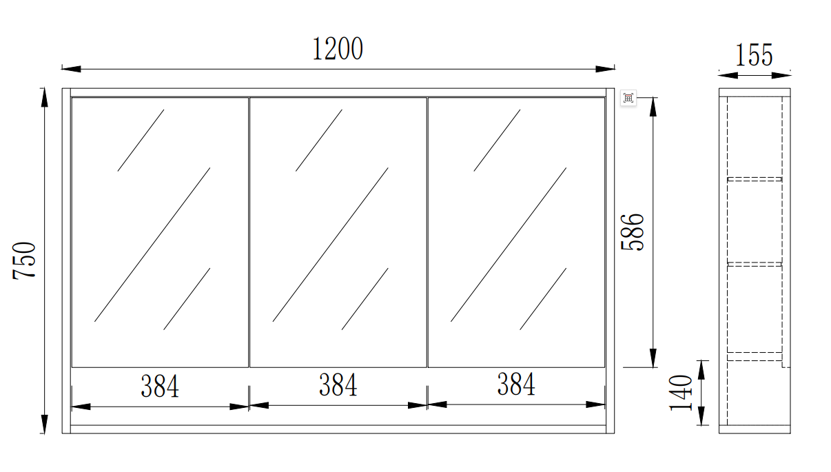 Prime Oak Grace Shaving Cabinet – Oak Finish 600–1480mm