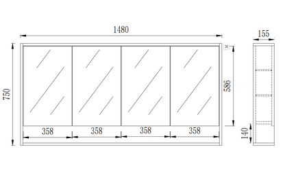 Prime Oak Grace Shaving Cabinet – Oak Finish 600–1480mm