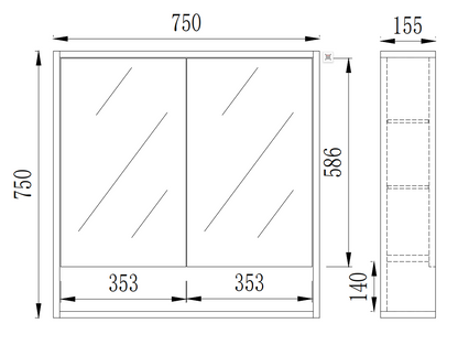 Prime Oak Grace Shaving Cabinet – Oak Finish 600–1480mm