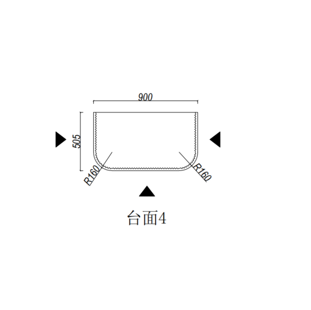 Silica-Free Artificial Quartz Top - Curve 600-1800mm