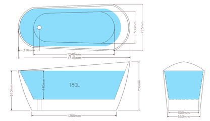 Kento Freestanding Bath 1715*725*750mm