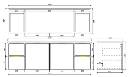CETO Miami Wall Hung PVC Cabinet 1210*455*480mm/1490*455*480mm