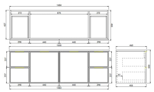 CETO Miami Wall Hung PVC Cabinet 1210*455*480mm/1490*455*480mm