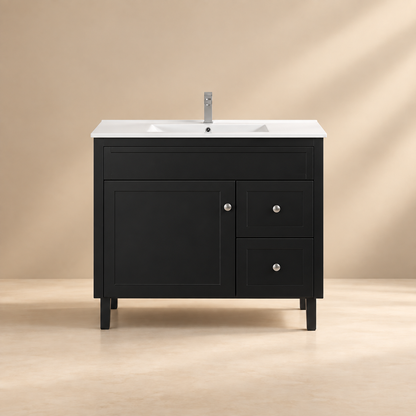 Harrington Floor Vanity 740*455*880mm Matte Black Cabinet Only