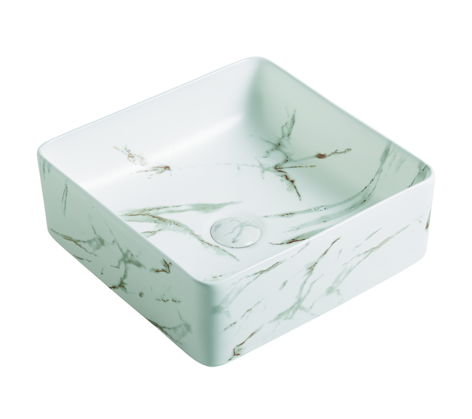 360*360*130mm Matte White with gold Vein Basin Carrara PA3737CRA