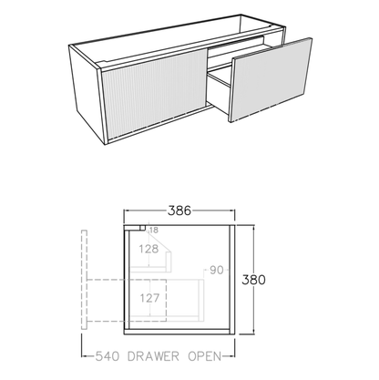 Bellevue Mini Wall-Mounted Vanity 1190*386*380mm/1490*386*380mm
