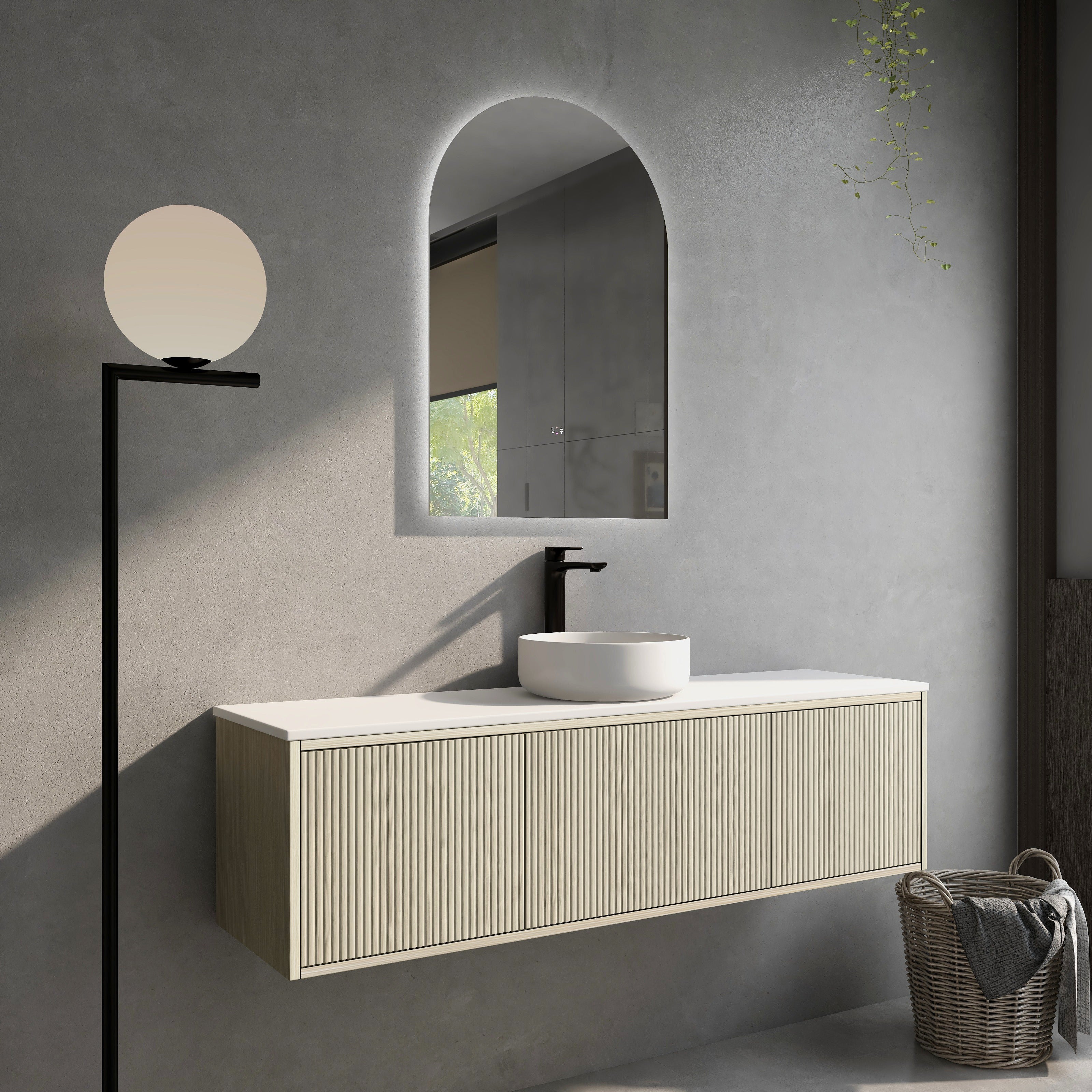 Bellevue Slim Wall-Mounted Vanity 1490*386*380mm Coastal Oak