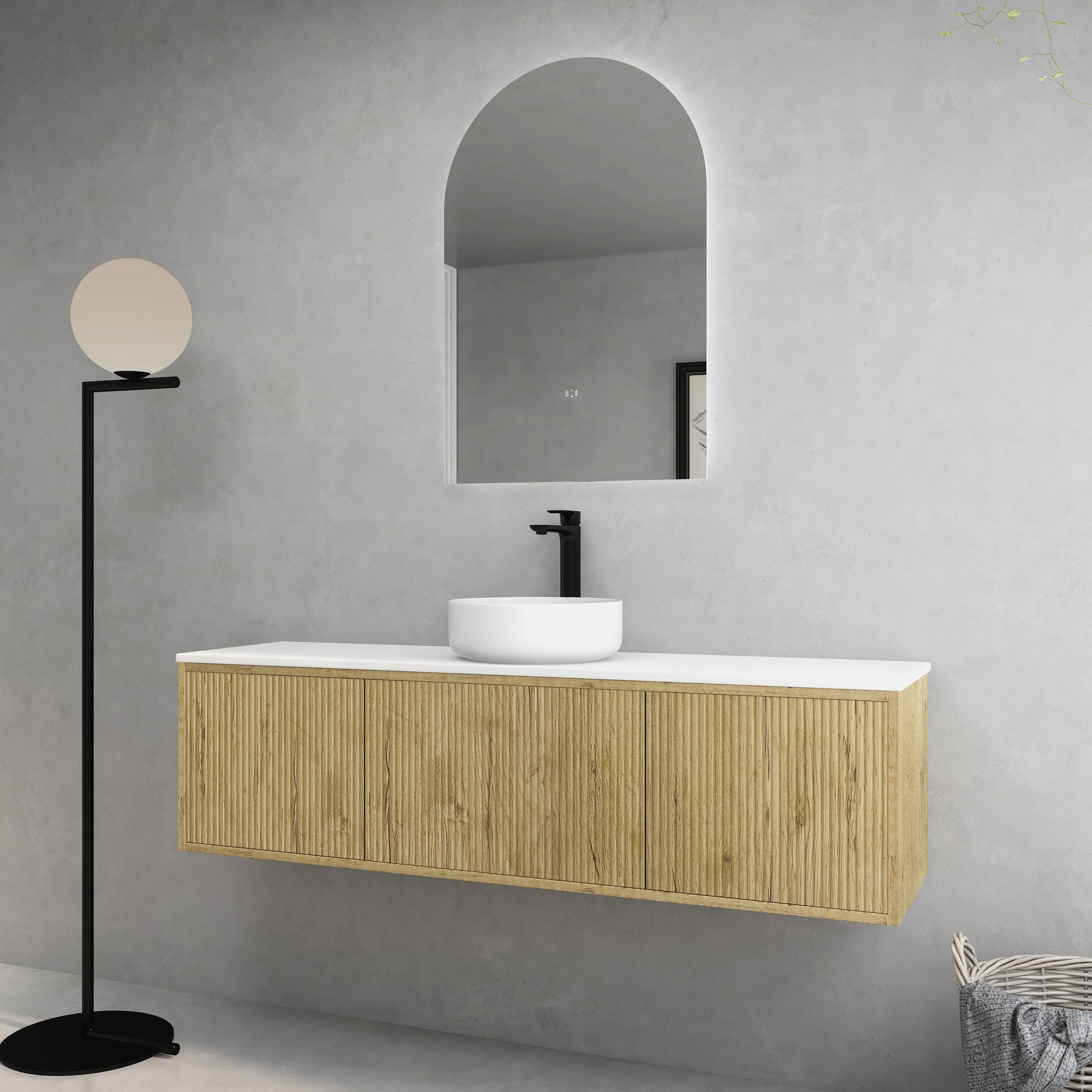 Bellevue Slim Wall-Mounted  Vanity 1490*386*380mm Prime Oak