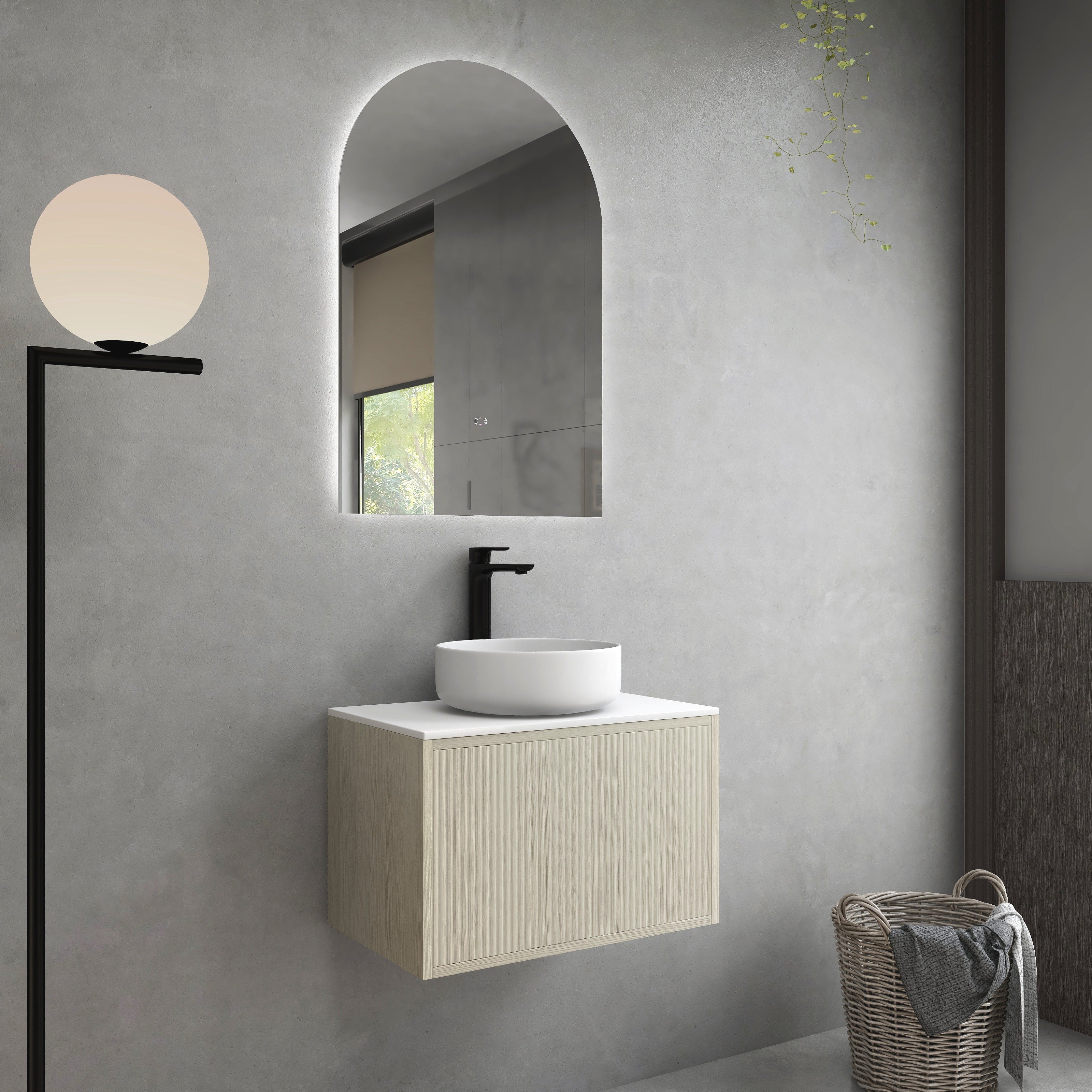 Bellevue Slim Wall-Mounted  Vanity 590*386*380mm Coastal Oak