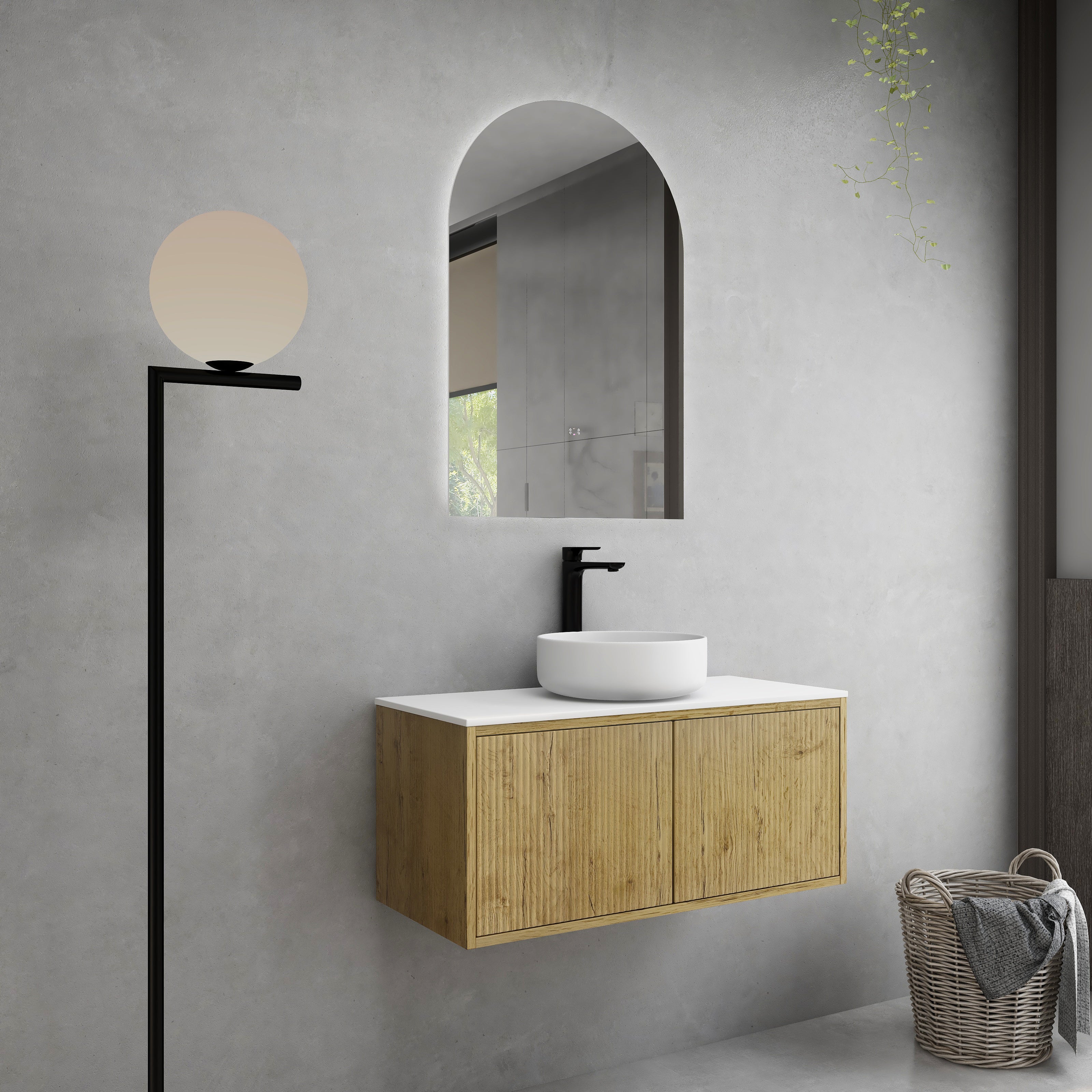 Bellevue Slim Wall-Mounted Vanity 890*386*380mm Prime Oak