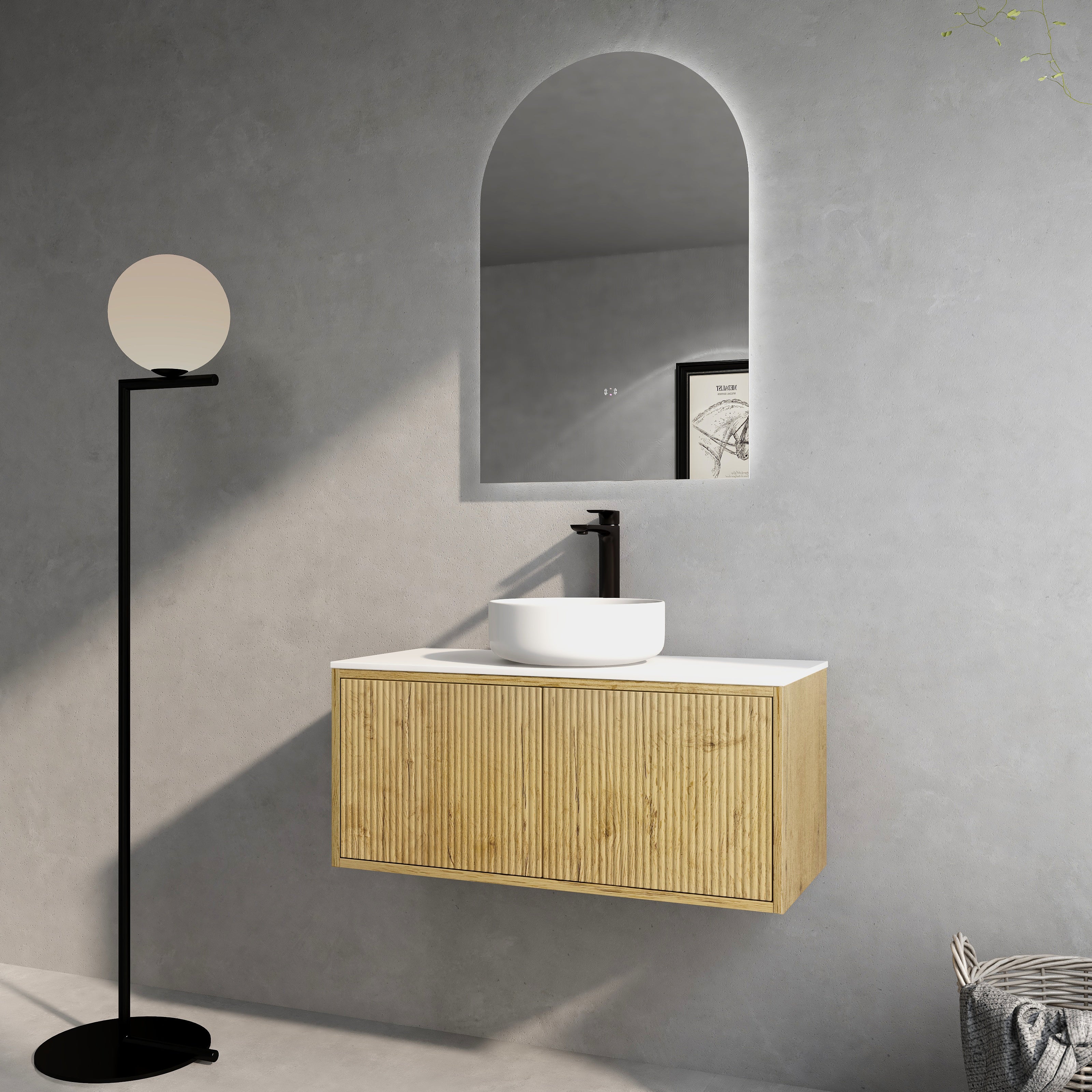Bellevue Slim Wall-Mounted  Vanity 890*386*380mm Prime Oak