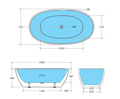 Estella Freestanding Bathtub 1500/1700mm