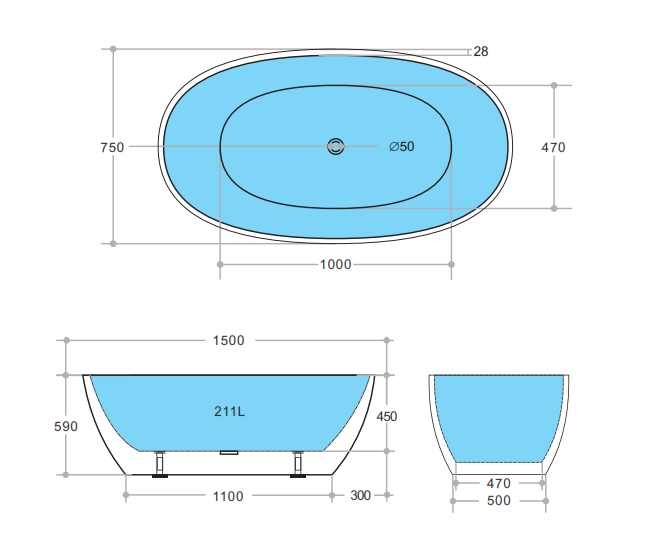 Estella Freestanding Bathtub 1500/1700mm