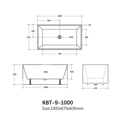 Theo Multi-Fit Freestanding Bathtub 990-1700mm