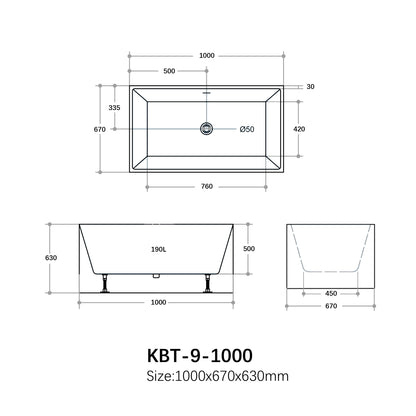 Theo Multi-Fit Freestanding Bathtub 990-1700mm