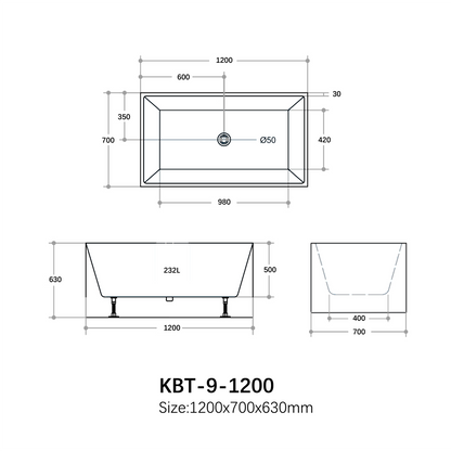 Theo Multi-Fit Freestanding Bathtub 990-1700mm