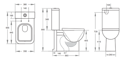 660*390*875mm Back to Wall Cubo Closed Couple Toilet Suite LUX006 Trap Included
