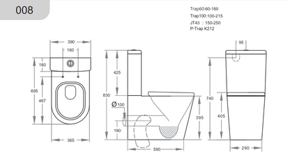 Kasey BTW Toilet Suite 695*390*830mm