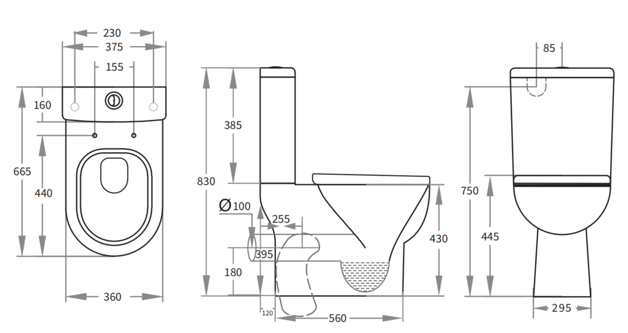 Bela Skew Toilet Suite 665*375*830mm